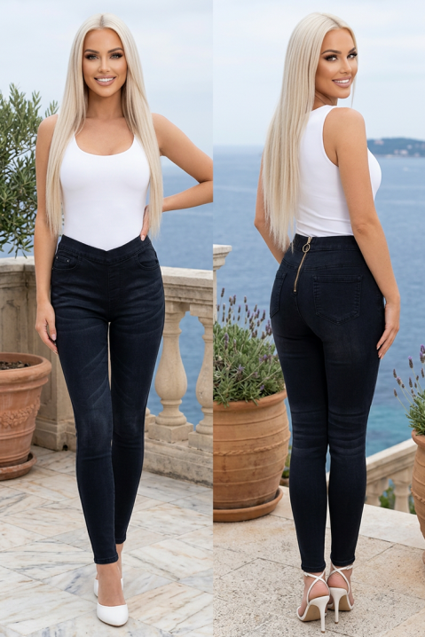 Damskie jeansy z wysokim stanem, efektowny zamek PRUDANS BLACK, Kolor : denim, IVET.PL - Modna odzież