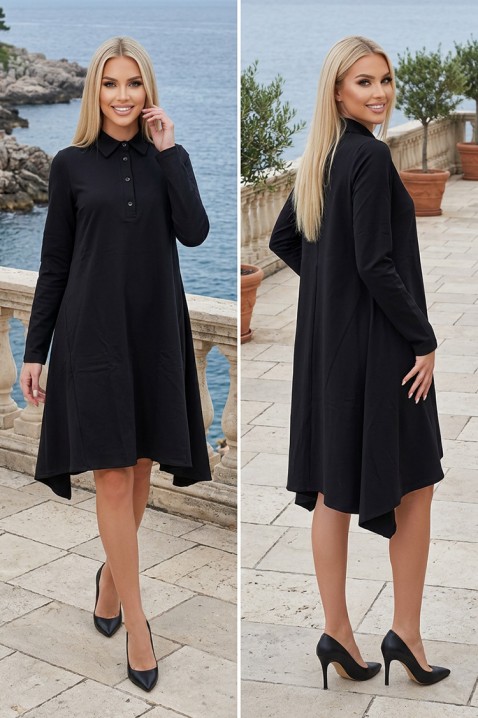 Rozkloszowana elegancka sukienka midi o asymetrycznym kroju PRESIZIA BLACK, Kolor : czarny, IVET.PL - Modna odzież