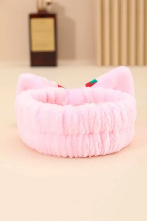 Kosmetyczna opaska do włosów z dekoracyjną kokardą MAGLERIA PINK, Kolor : różowy, IVET.PL - Modna odzież