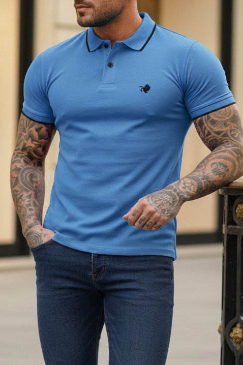 Męska koszulka polo MORIFO BLUE, Kolor : chabrowy, IVET.PL - Modna odzież