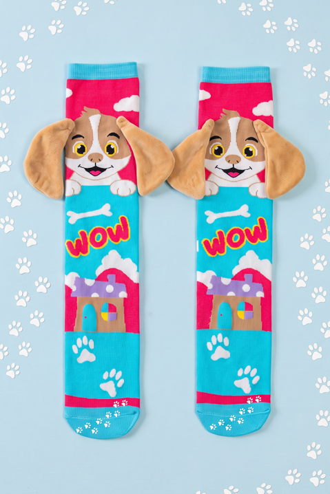 Dziecięce podkolanówki z 3D nadrukiem pieska i miękkimi uszkami PUPPY PAW, Kolor : wielokolorowy, IVET.PL - Modna odzież