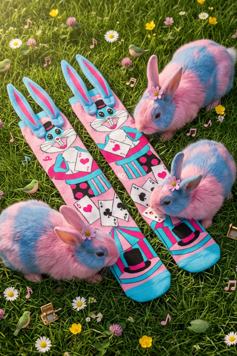Dziecięce podkolanówki z 3D nadrukiem króliczka i miękkimi uszami MAGIC BUNNY, Kolor : wielokolorowy, IVET.PL - Modna odzież