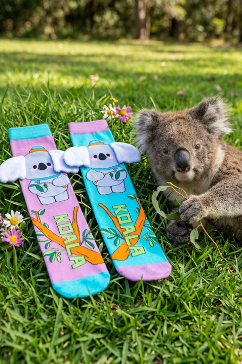 Dziecięce podkolanówki z 3D nadrukiem koali z miękkimi uszami HAPPY KOALA, Kolor : wielokolorowy, IVET.PL - Modna odzież