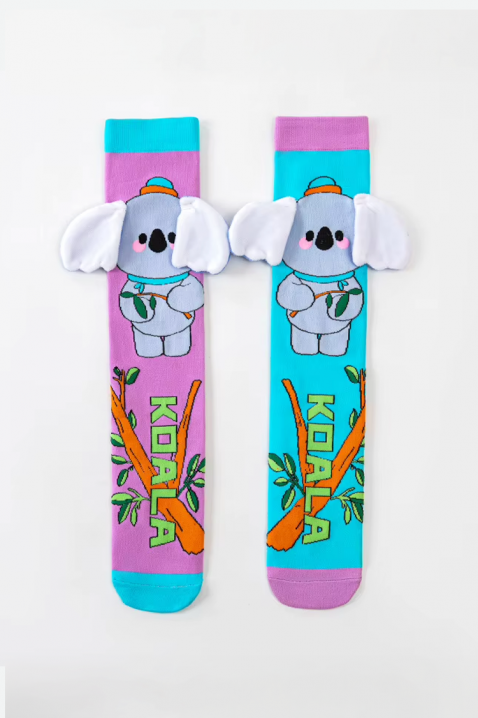 Dziecięce podkolanówki z 3D nadrukiem koali z miękkimi uszami HAPPY KOALA, Kolor : wielokolorowy, IVET.PL - Modna odzież