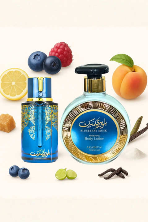 Arabski uniseksowy zestaw Arabiyat Prestige Blueberry Musk EDP 100 ml + Balsam do ciała 300 mlIVET.PL - Modna odzież