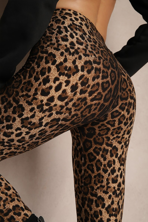 Damskie legginsy z wysokim stanem w panterkę NANSITIA, Kolor : panterka, IVET.PL - Modna odzież