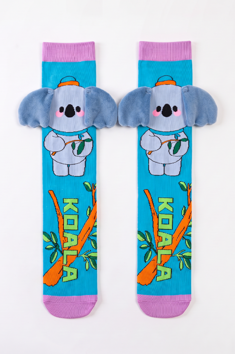 Dziecięce podkolanówki z 3D nadrukiem koali z miękkimi uszami HAPPY KOALA, Kolor : wielokolorowy, IVET.PL - Modna odzież