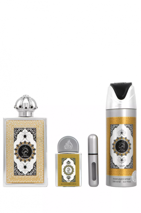 Męski arabski zestaw Lattafa King Of Arabia Edp 100 ml + Edp 20 ml + Dezodorant 200 mlIVET.PL - Modna odzież