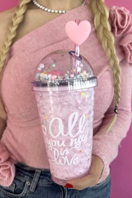 Kubek na wodę ze słomką ZERDY PINK - 500 ml