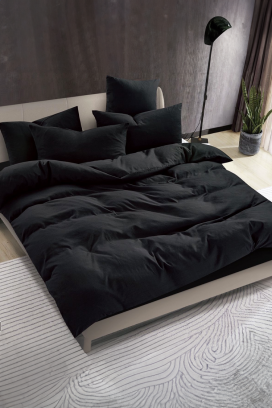 Komplet pościeli SOLPESA BLACK 200x220 cm bawełna - 3 części