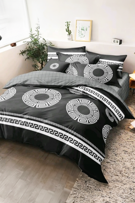 Komplet pościeli PLOHERA BLACK 200x220 cm bawełna - 4 elementy