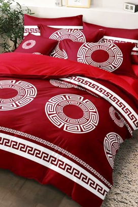 Komplet pościeli PLOHERA RED 200x220 cm bawełna - 4 elementy