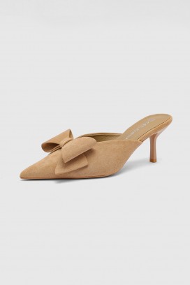 Klapki na obcasie LORVILZA BEIGE