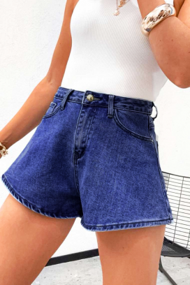 Damskie szorty jeansowe z wysokim stanem VINTARA NAVY