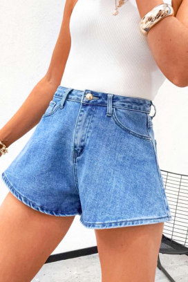 Damskie szorty jeansowe z wysokim stanem VINTARA BLUE