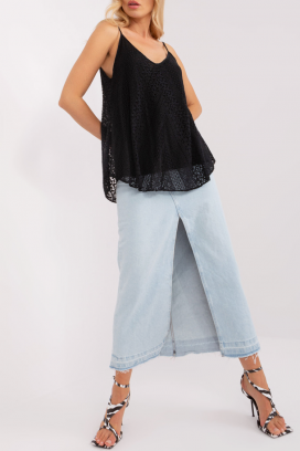 Top damski z delikatnej koronki w stylu boho BOGELSA BLACK