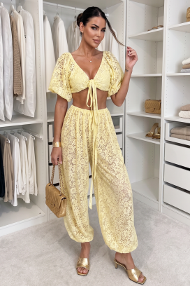 Elegancki koronkowy komplet damski ARAMONIA YELLOW