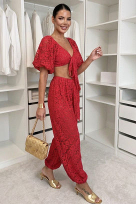 Elegancki koronkowy komplet damski ARAMONIA RED
