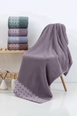 Ręcznik frotte z dekoracyjną bordiurą i miękką teksturą KARPINA LILA 70x140 cm