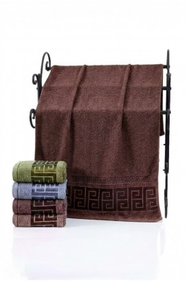 Ręcznik frotte z dekoracyjną bordiurą i miękką teksturą BIANORANA BROWN 50x100 cm
