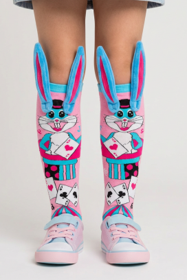 dziecięce podkolanówki z 3D nadrukiem króliczka i miękkimi uszami MAGIC BUNNY